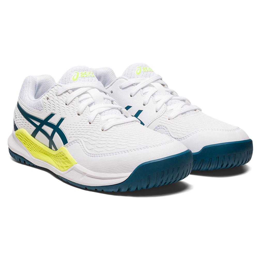 Asics Junior Gel-Resolution 9 GS Tennis Shoes White and Restful Teal