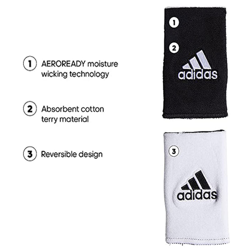 Adidas Interval Double Wide Tennis Wristband Reversible Grey Black