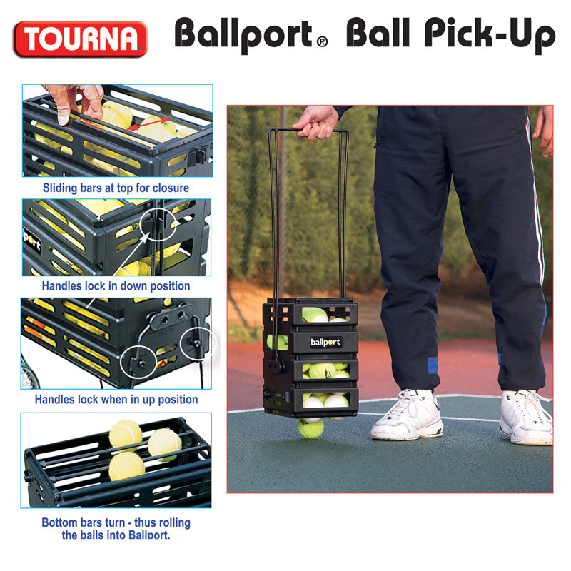 Tourna Ballport 80 Balls Tennis Hopper - Black