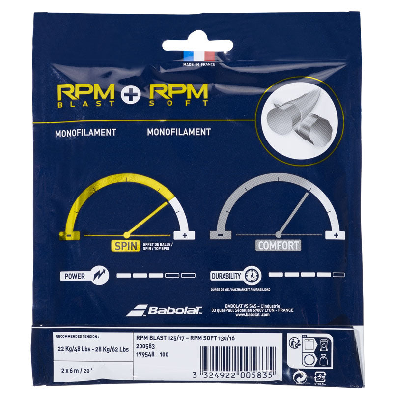 Babolat RPM Blast 17 + RPM Soft 16 Hybrid Tennis String