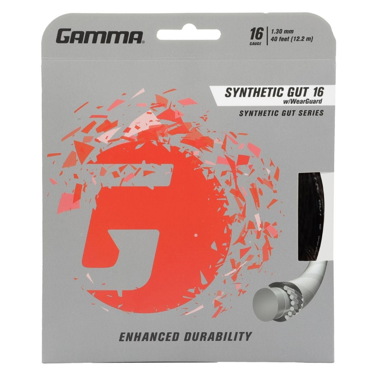 Gamma Synthetic Gut 16 Tennis String WearGuard Black