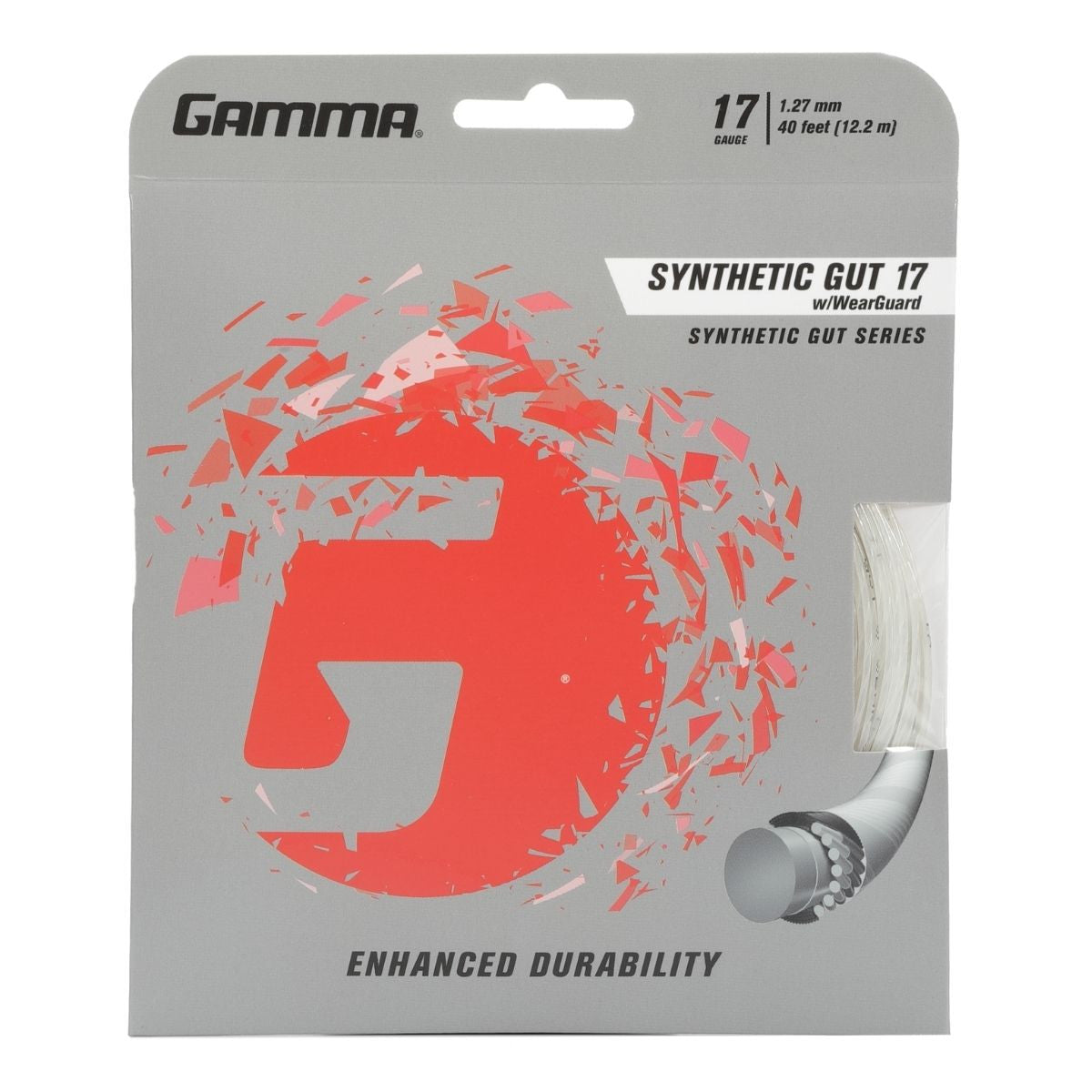 Gamma Synthetic Gut 17 Tennis String WearGuard Natural