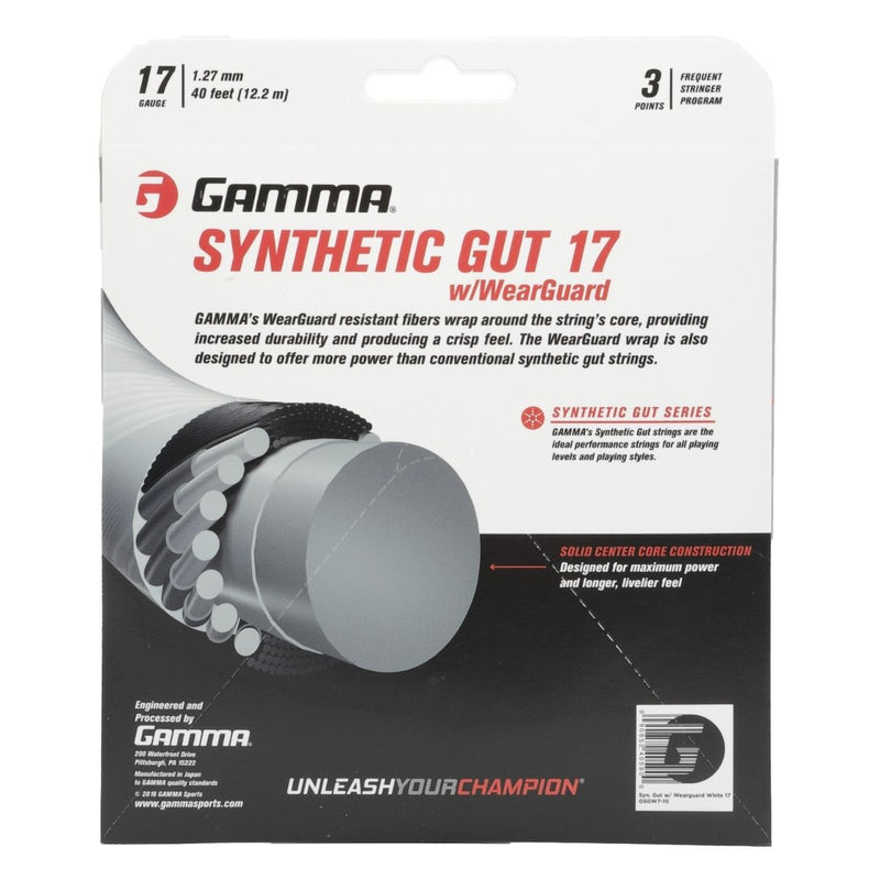 Gamma Synthetic Gut 17 Tennis String WearGuard Black